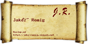 Jakó Remig névjegykártya